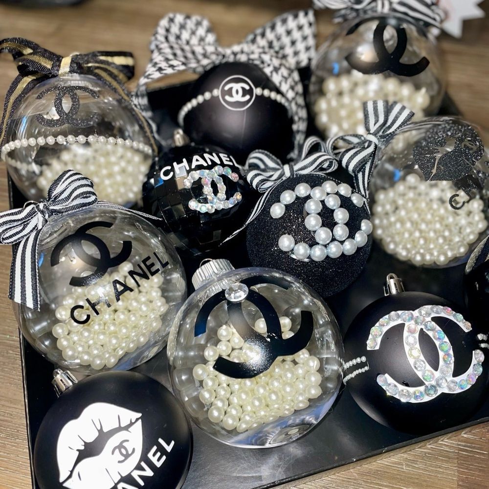 CHANEL custom Black and White Pearl Ornaments